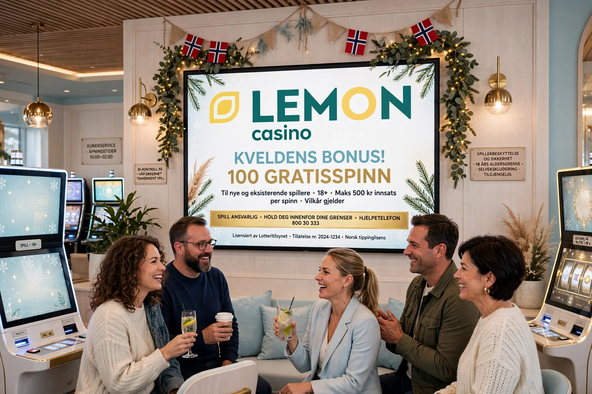 bonus i hendene til en mann på Lemon Casino