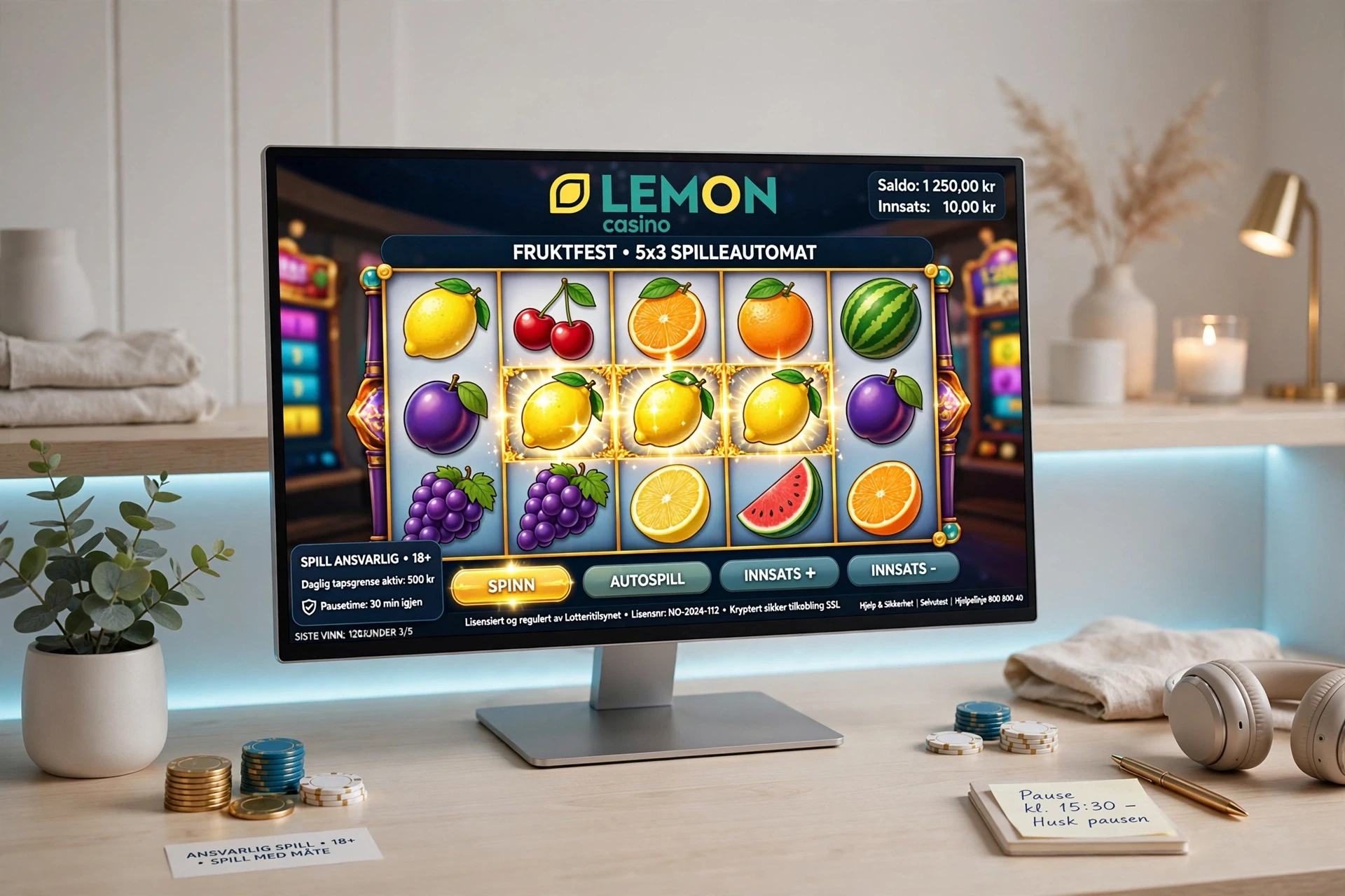 spilleautomater på skjerm LEMON CASINO